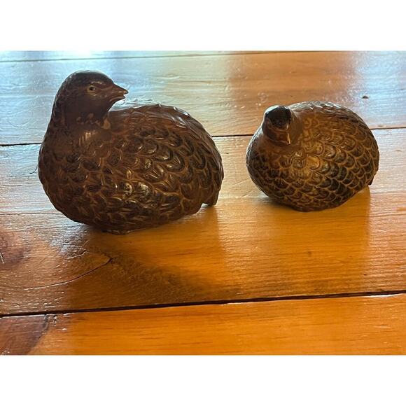 Set of 2 MCM Vintage OMC Ceramic Quail Partridge Japan. Mother and baby Decor - Picture 1 of 8